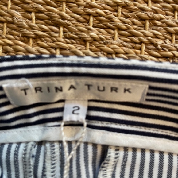 NWT Trina Turk Navy Blue and White Pants in Size 2 - Picture 7 of 11